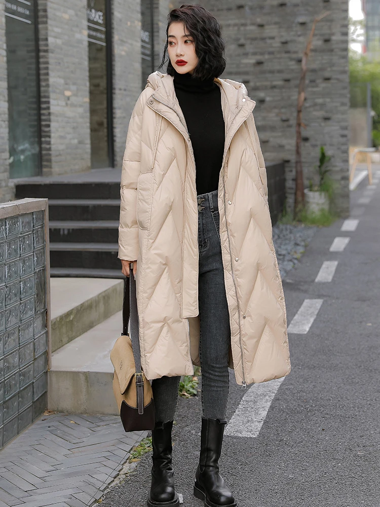 Winter Jackets Woman 2024 Large Size Thickened Long Down Coats 90% White Duck Down Warm Hooded Casual Loose Outwear Female