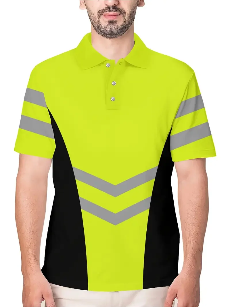 Printed design - no texture/embroidery/sequins, men's work and leisure polo shirt - multiple color options