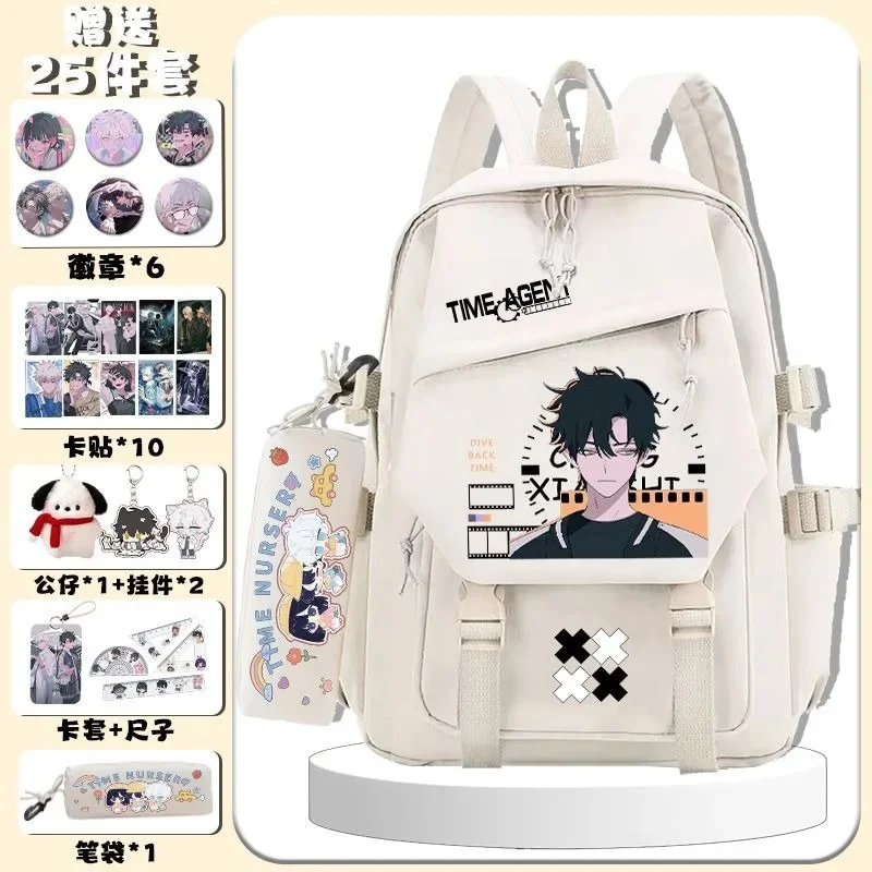 Hitam Putih Biru Merah Muda, Klik Tautan, Tas Sekolah Remaja Anak Pelajar, Ransel Anime Mochilas Kapasitas Besar untuk Hadiah Anak Perempuan Laki-laki