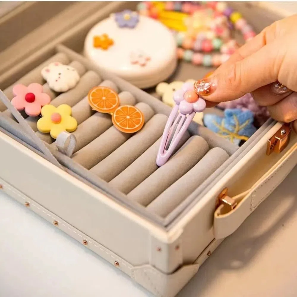 

Double Layer Jewelry Packing Box PU Leather Multi-function Earring Storage Case Headdress Organizer Necklaces Bracelets