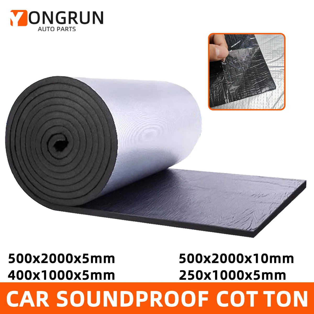 YONGRUN 1PC Car Sound Insulation Cotton Engine Hood Heat Insulation Self-Adhesive Pad With Four Specifications To Choose From