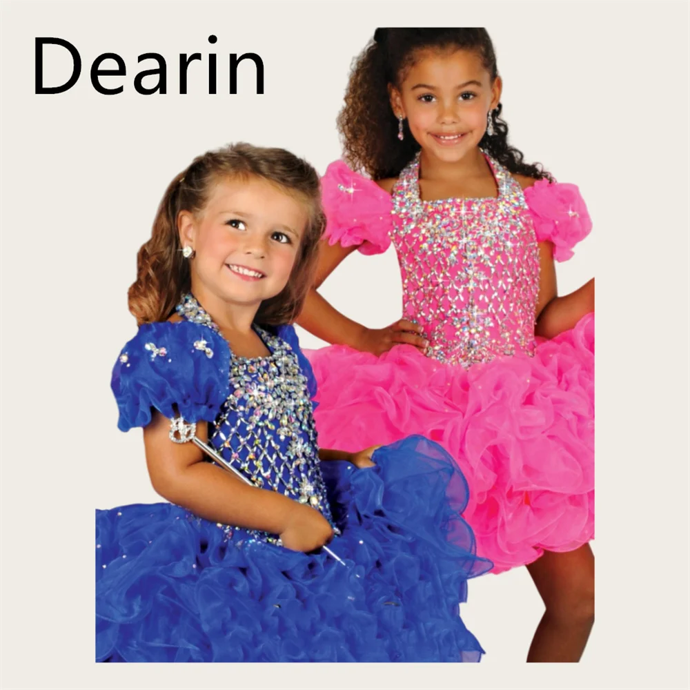 

Flower Girl Dress Dearin Square Collar Ball Gown Mini Length Skirts Sequin Fold Flower Girl Dresses