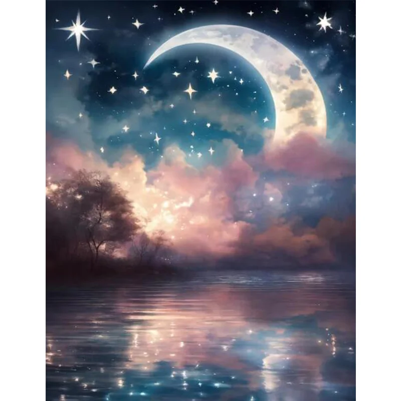 AB Diamond Diamond Painting The dreamy sea under the moonlight Embroidery Kit Wall Decoration Hanging Painting