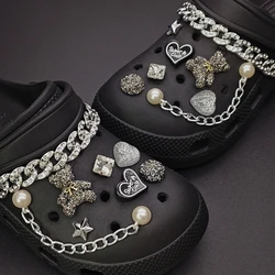 Fashion Black Bear Shoe Charms for Crocs Garden Shoes Decorations Set Women Shoe Pins Removable Accessories Wedding Party Decor