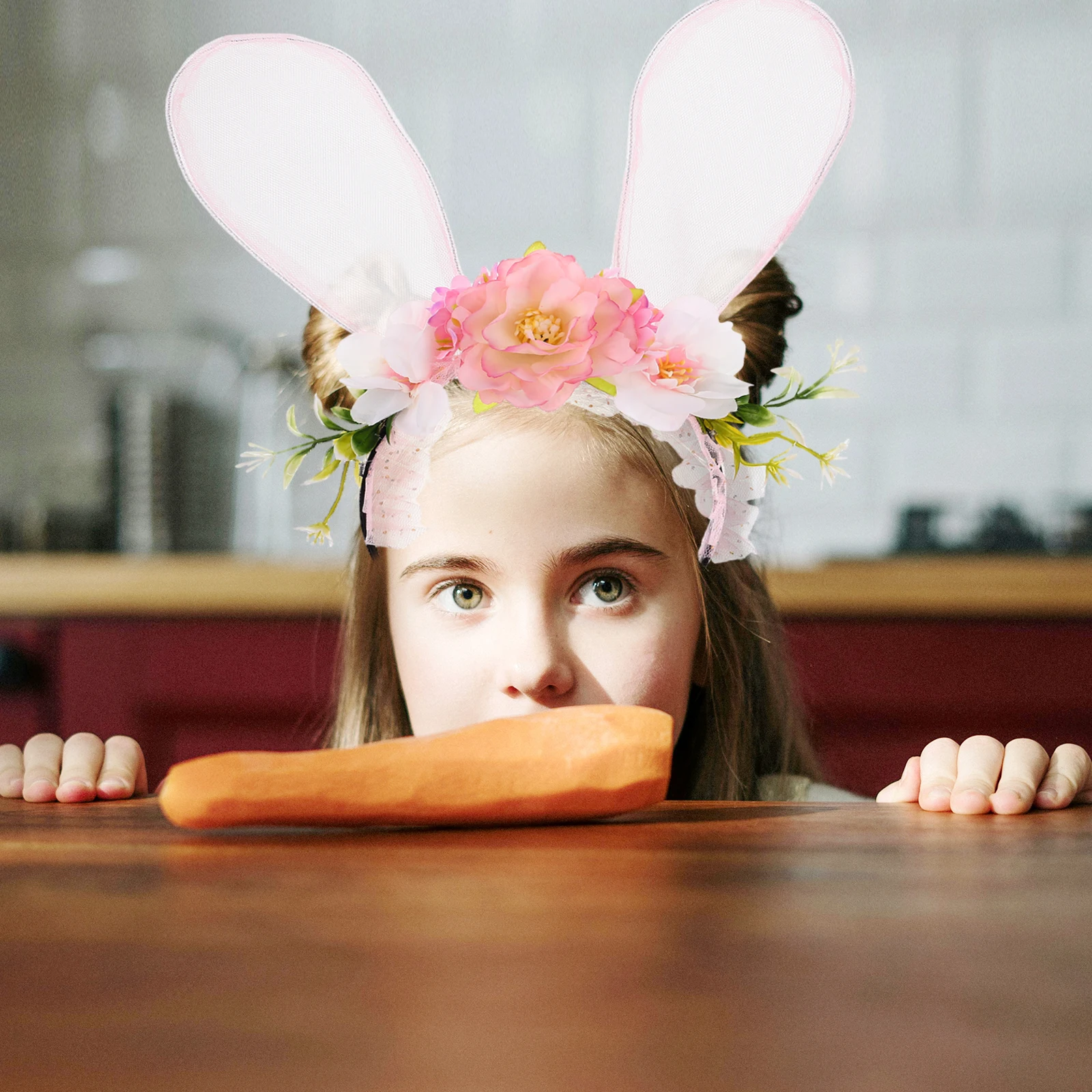 

Bunny Headband Rabbit Ear Hairband for Women Girls Faux Flowers Carnival Costume Party Accessories Easter Headwear Floral Theme
