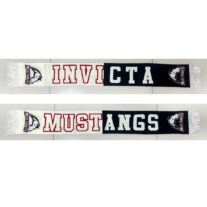 145*18 cm Size Invicta Mustangs Scarf for Fans Double-faced Knitted NIIM001