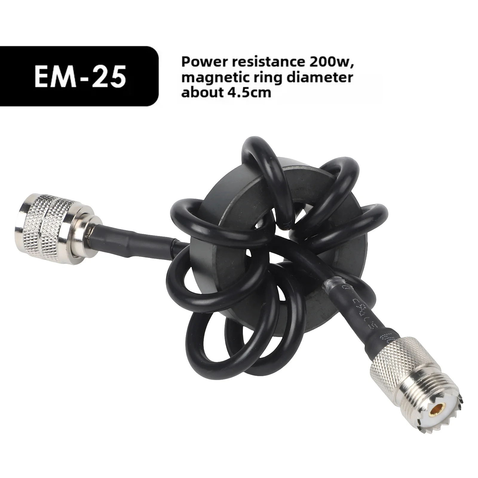1.8-30MHz Shortwave Choke Coil Magnetic Ring M Male-M Female Interface For HF Shortwave Radio Measurement Tool Accessories