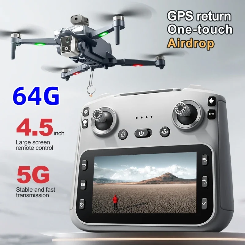 Drone GPS Professional FPV 8K Dual Camera with 2-Axis Gimbal 4KM Brushless GPS Quadcopter Obstacle Avoidance RC Dron