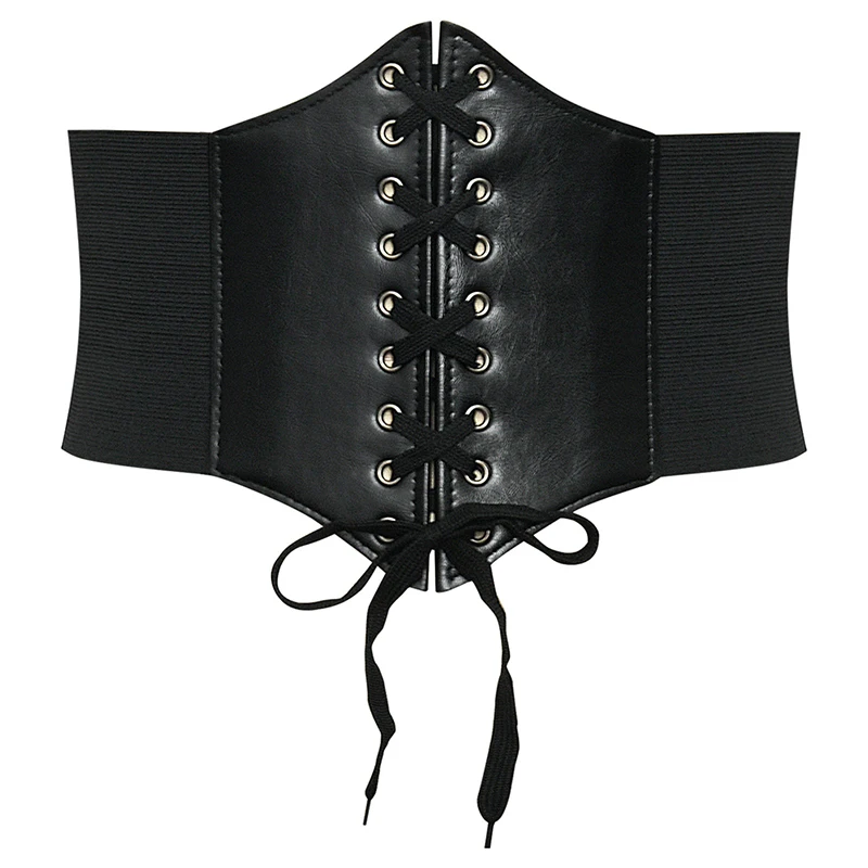 Belts For Women Waist Corset Wide PU Leather Slimming Body Belts Elastic Waistband Adjustable Dress Girdle