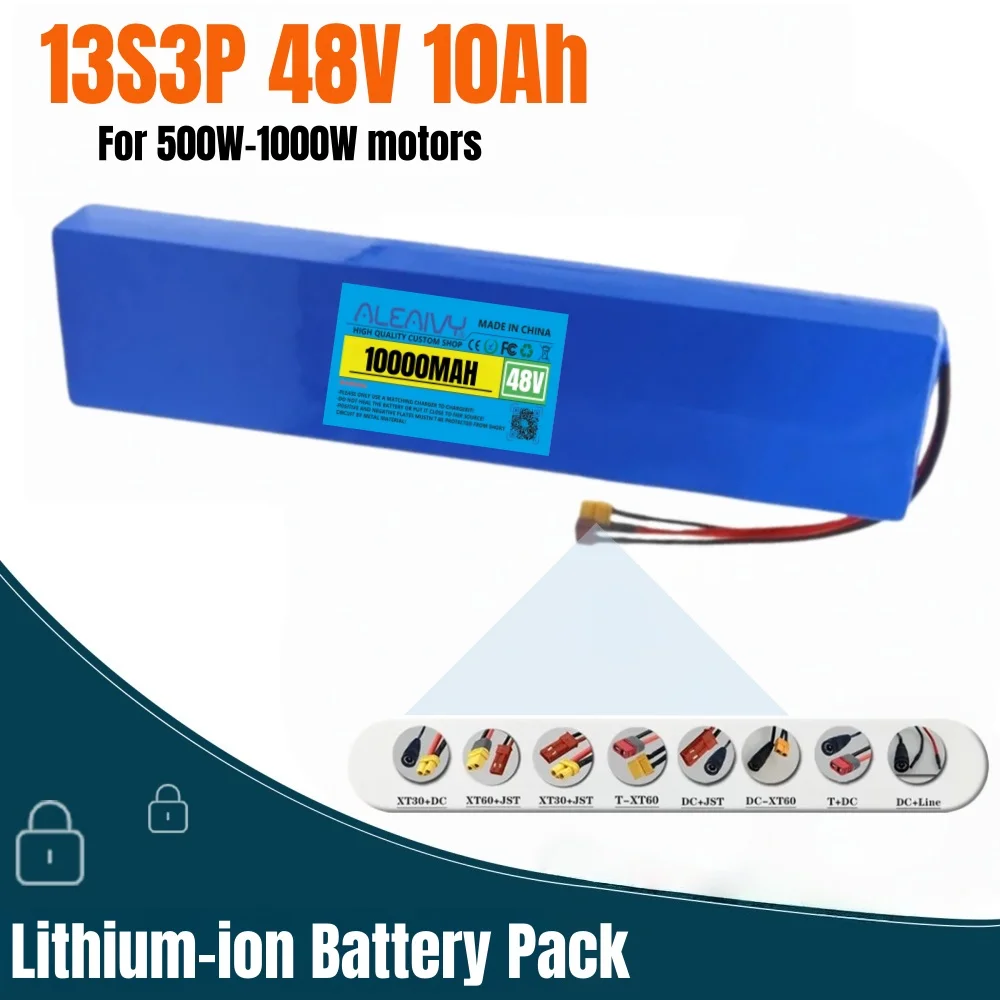 

Rechargeable Lithium-ion Battery Pack 13S3P 48V 10Ah Suitable for 500W-1000w Scooters,T-XT60 Plug