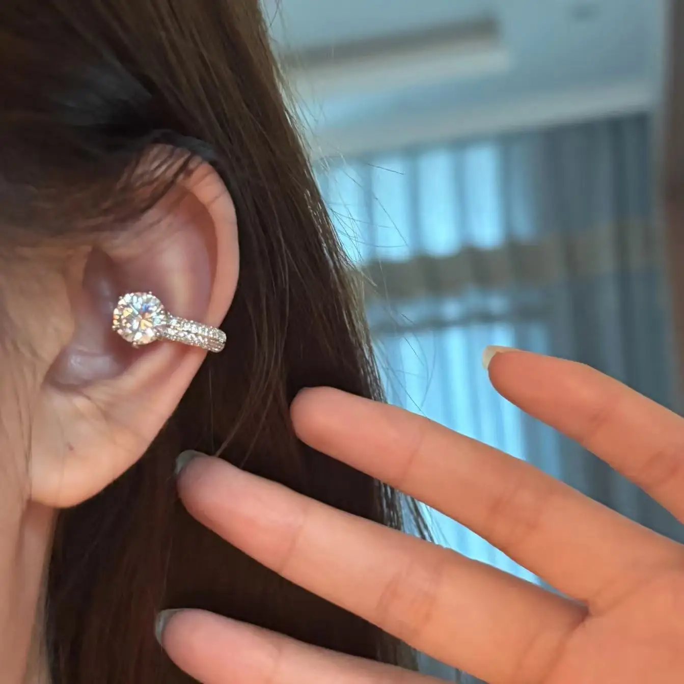 Shiny Round CZ Clip On Earrings Non Piercing Adjustable Ear Clips Dainty Fashion Jewelry for Women Daily Holiday Party Use