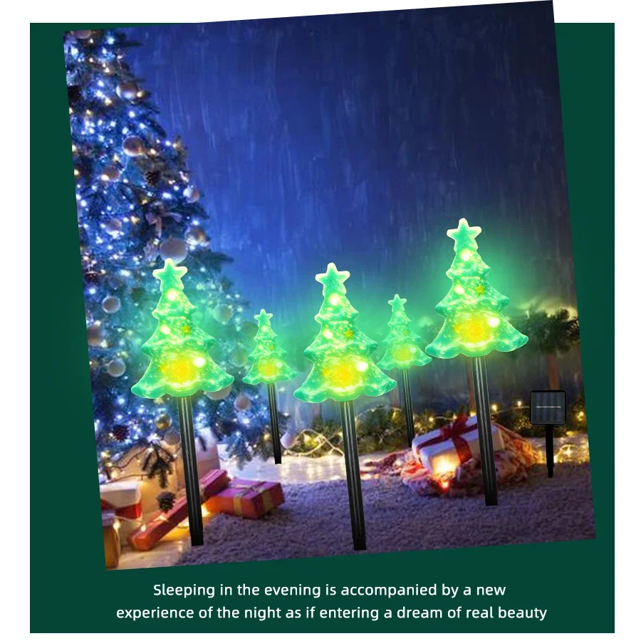 LED Ground Inserted Christmas Tree Shaped Courtyard Lawn Decoration Holiday Christmas Tree Flower Lights String Atmosphere Light