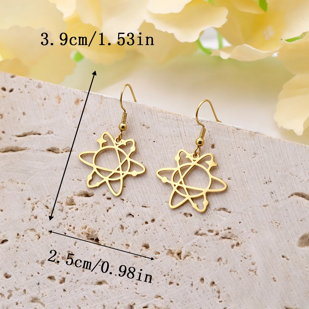 Kinitial Atom Structure Drop Hook Earrings Stainless Steel Science Molecule Dangle Earrings For Women Daily Jewelry Gift