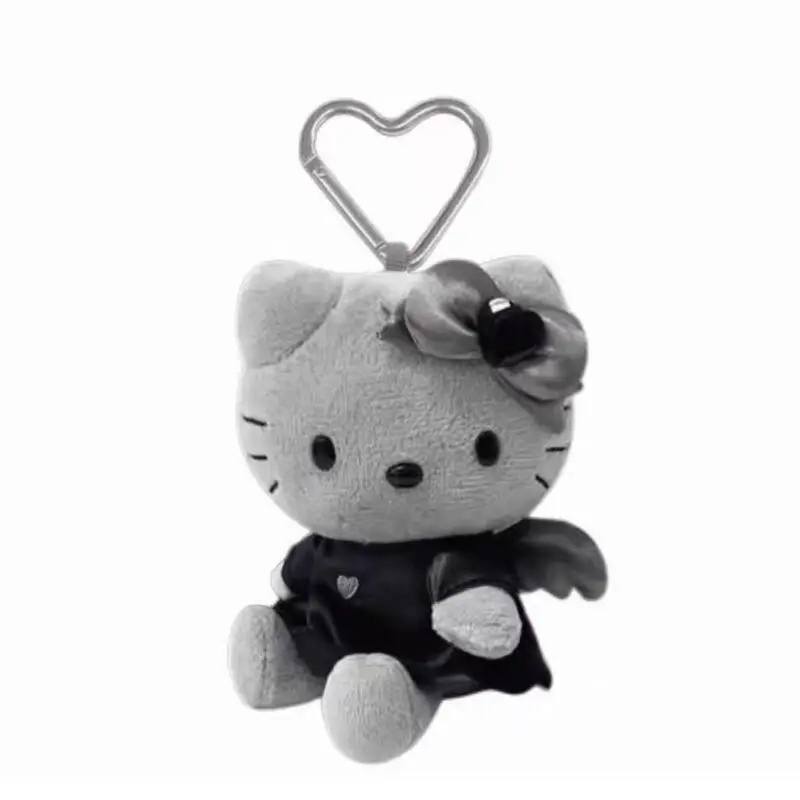 جديد سانريو أسود رمادي كيوبيد الملاك مرحبا كيتي أفخم المفاتيح يجلس جانب Kawaii مجنح أفخم دمية حقائب اليد DIY الديكور #4