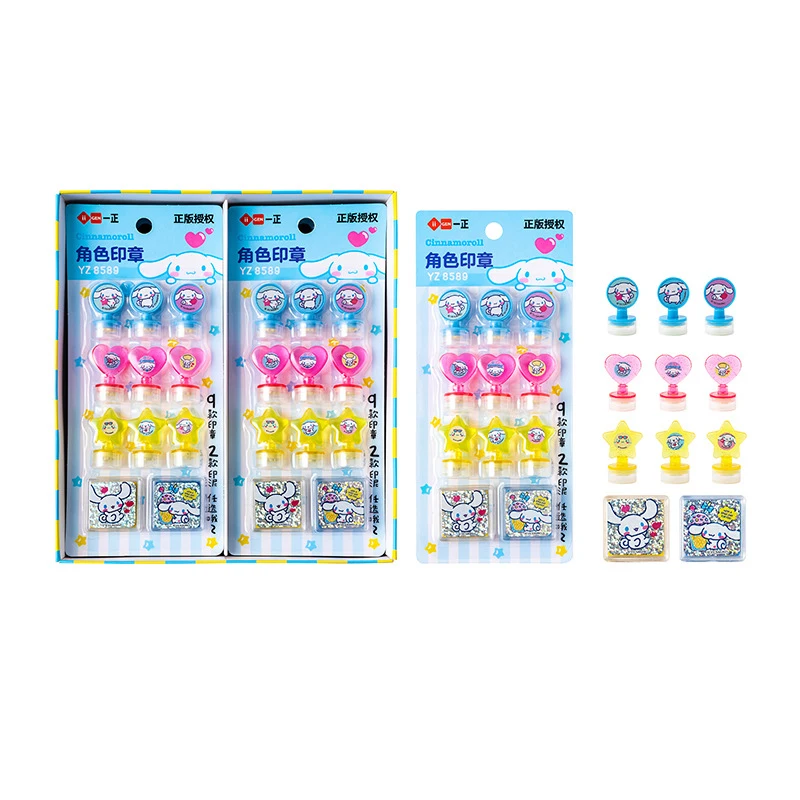 12pcs New Sanrio Cartoon Styling Hello Kitty Seal Cute Cinnamoroll Kids Reward Seal Student Learning Peripheral Prize Wholesale