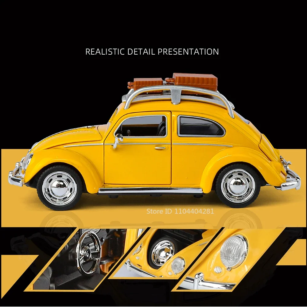 1:32 ビートル 1955 GSR 合金レトロモデルおもちゃダイキャストカー音と光の装飾ドアが開くミニチュア車両男の子向けコレクションギフト