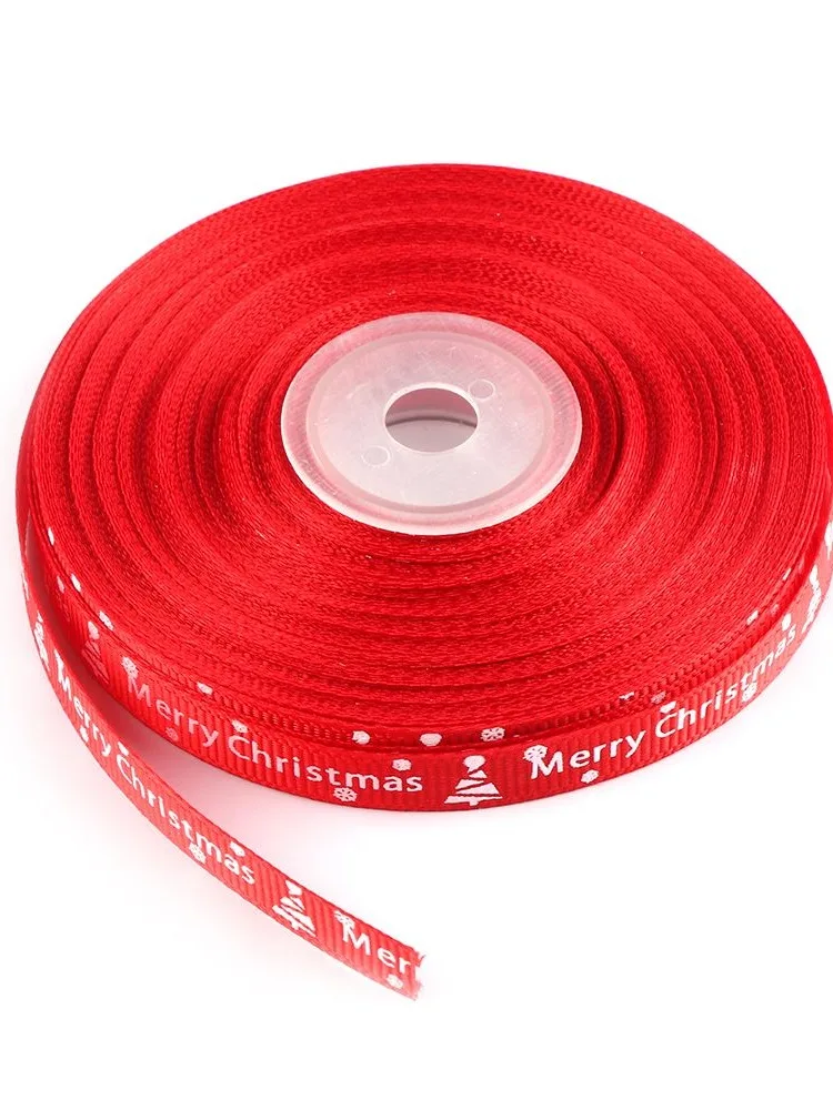 25 Yards DIY Xmas Decor Merry Christmas Package Material Christmas Grosgrain Christmas Tree Wrapping Supplies Ribbons