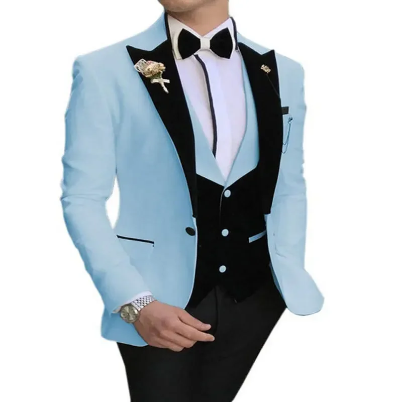 Mens Suits Three Pieces Men Dress Suits Casual Commuter Office Business Suits for Wedding(Blazer+Vest+Pants) Disfraz De Hombre