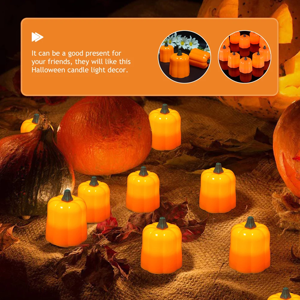 

12 Pcs Pumpkin Lantern Decoration Operated Lights Halloween Lamp Plastic