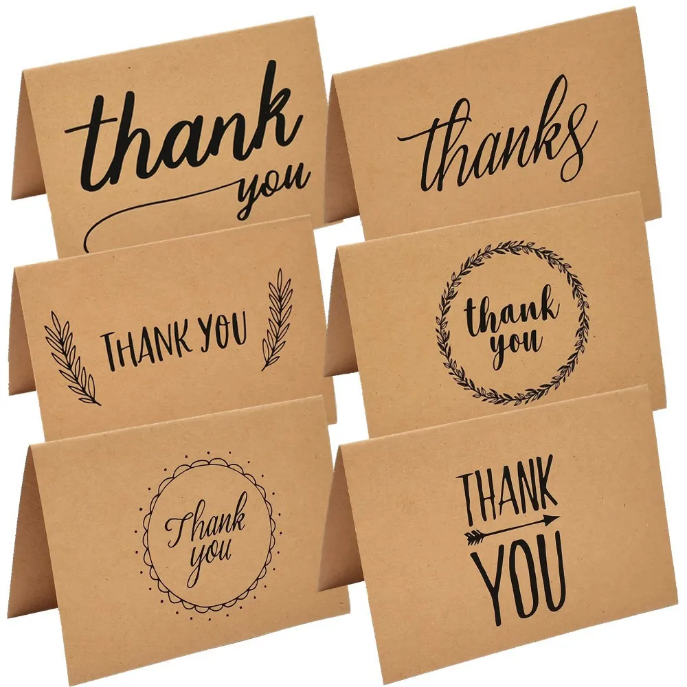 10Pcs pack Kraft Paper Thank You Card Large 4x6\'\' Business Note Cards Perfect For Graduation Baby Shower Wedding Greeting Cards