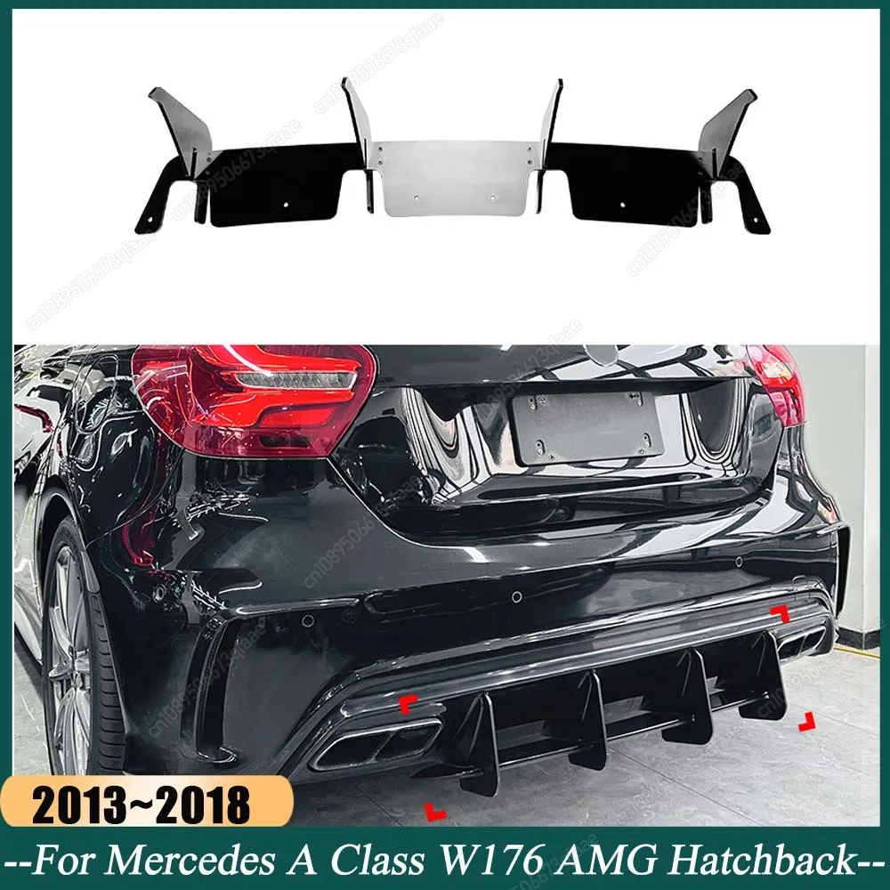 

Rear Bumper Lip Diffuser Spoiler Splitter Bodykit For Mercedes Benz A Class W176 A180 A200 A250 A260 A45 AMG 2013-2018 Hatchback