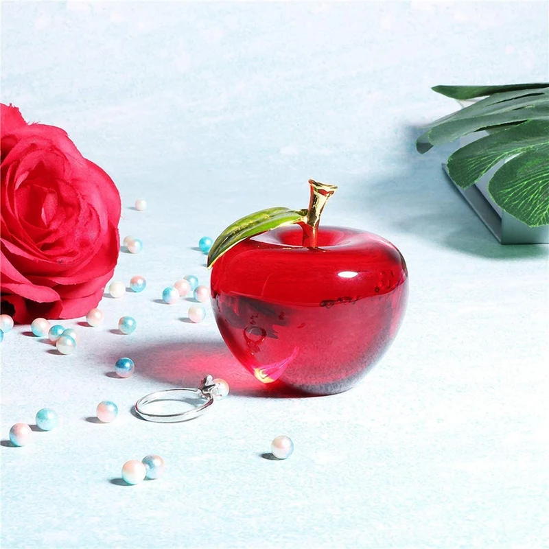 Crystal Apple Paperweight Pretty Crafts Art&Collection Christmas Gifts Home Wedding Decoration Table/Car Ornaments(A)
