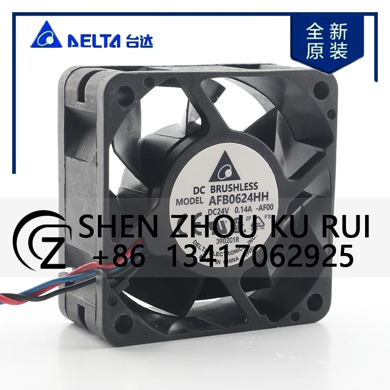 

Delta 12V 48V DC 24V 0.14A AC EC 6025 60X60X25MM 6CM Three-wire Dual Ball Bearing Inverter Axial Flow AFB0624HH-AF00 Cooling Fan