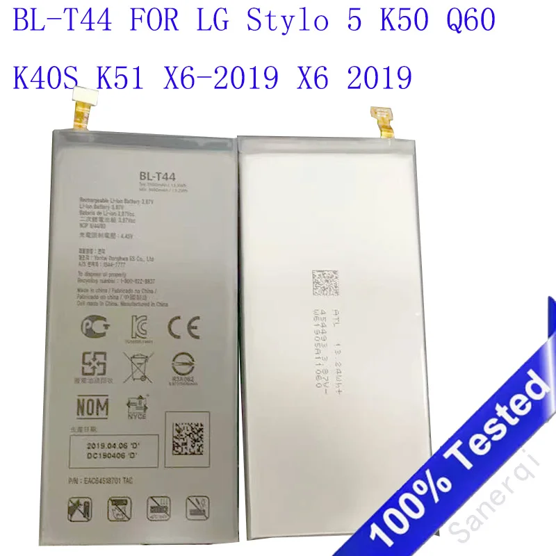 

BL-T44 BL T44 Аккумулятор для LG Stylo 5 K50 Q60 K40S K51 X6-2019 X6 2019, запасные аккумуляторы для мобильных телефонов Bateria