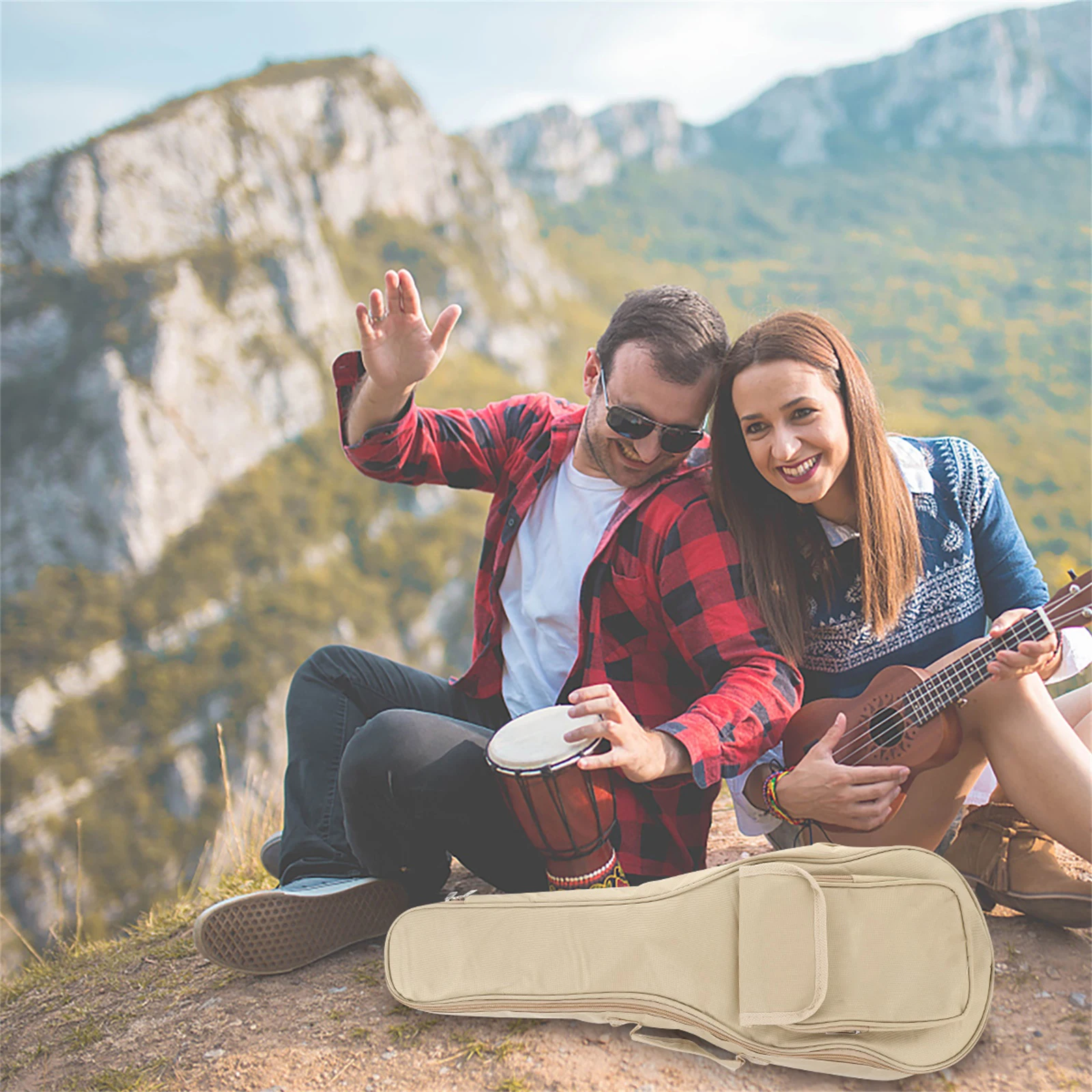 

Waterproof 600D Oxford Ukulele Bag Guitar Case 24 Inches Durable Instrument Pouch with Pockets High Density Sponge Comfortable