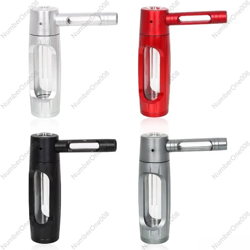 New Hammer-Shaped Aluminum Alloy Smoking Pipe Portable Metal Glass Smoking Pipe Detachable Easy to Clean