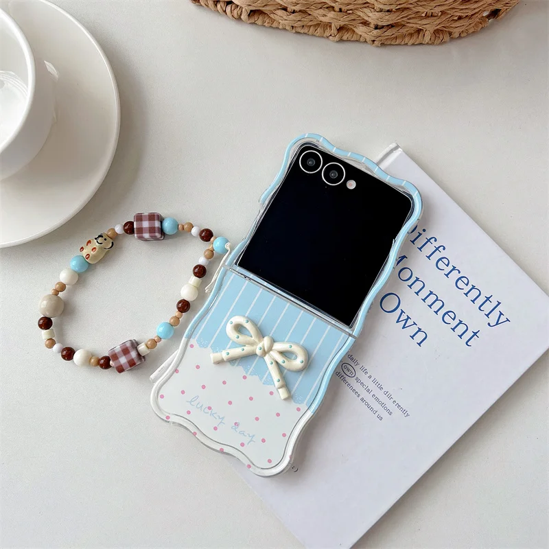 

Для Samsung Galaxy Z Flip 7 FE 6 3 4 5 Чехол 3D Лук Браслет Волна Противоударный Чехол Для Samsung Flip Z7 Z6