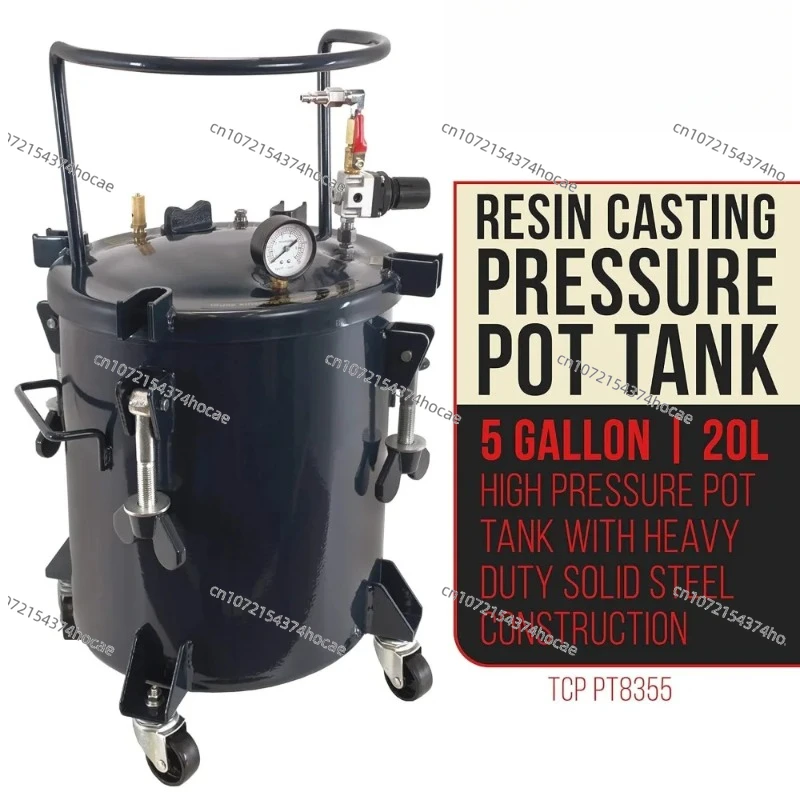 5 Gallon (20 Liters) Pressure Pot Tank for Resin Casting - Heavy Duty Powder Coated Pot with Air Tight Clamp On Lid