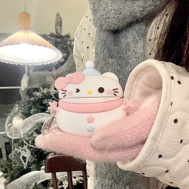 Kawaii 3D Sanrio Snowman Hello Kitty Silicone Earphone Case for AirPods 1 2 3 Pro 2 Cover Cute Iphone Earphone Accessories