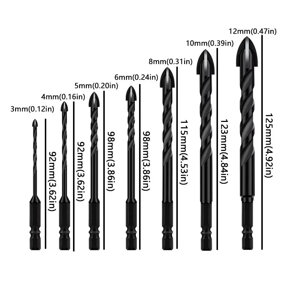 3-12mm Cross Hex Tile Drill Bit Set Precision Ground Professional Concrete Drill Bit Multifunction Hard Alloy Drill Bit