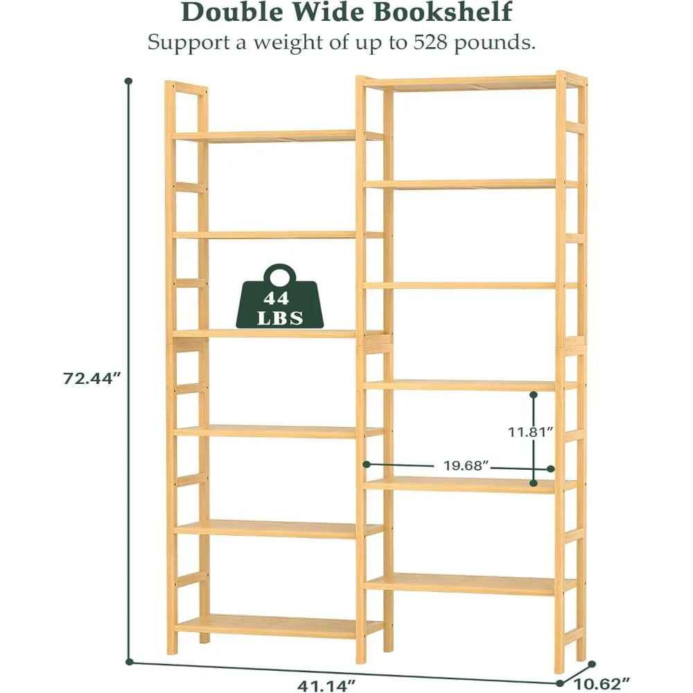 6-Tier Large Open Bookcase with 12 Display Shelves, 6ft Tall Freestanding Book Shelf for Home Office, Bedroom, Living Room