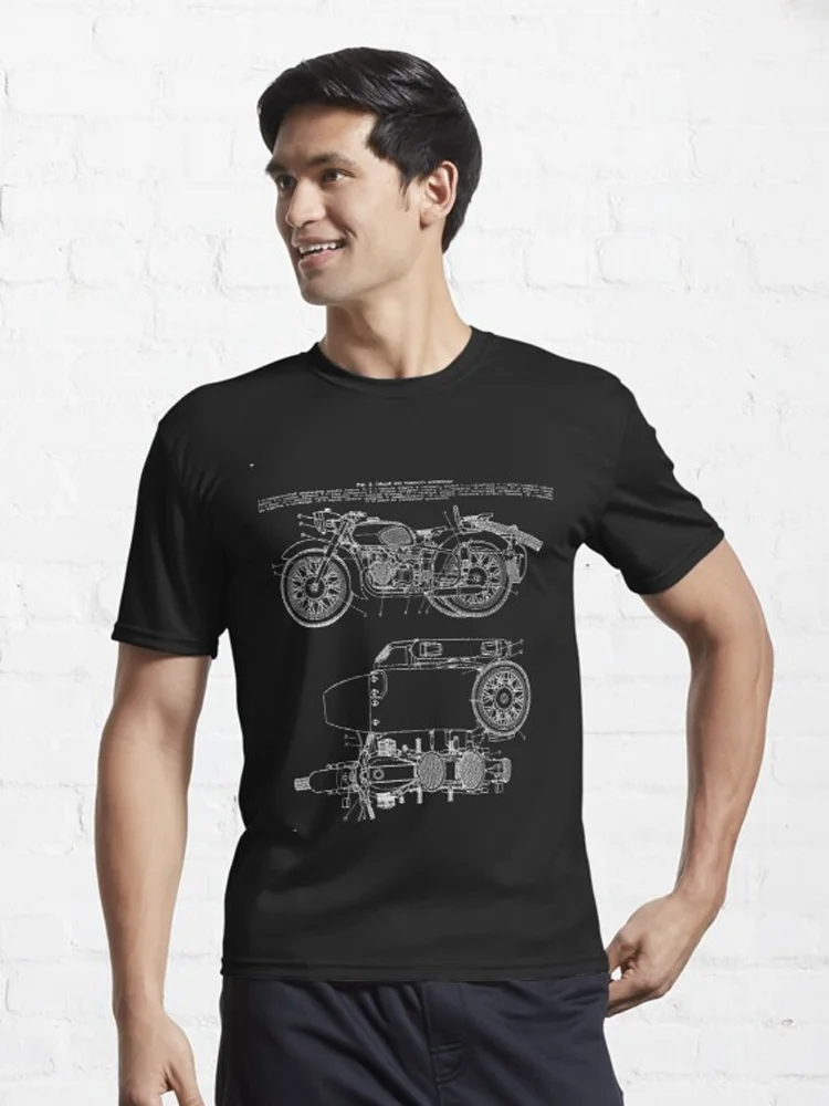 Vintage KMZ Dnepr-12 Motorcycle Diagram T Shirt. Short Sleeve 100% Cotton Casual T-shirts Loose Top Size S-3XL