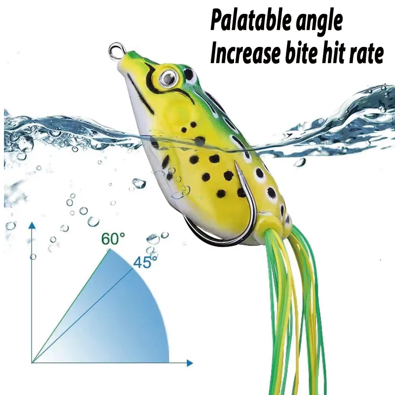 طُعم ضفدع بالأشعة الصناعية مع خطافات مزدوجة ، طُعم مجوف ، تصميم نابض بالحياة ، عيون ثلاثية الأبعاد فوق المياه ، صيد سمك الباس بايك ، جي