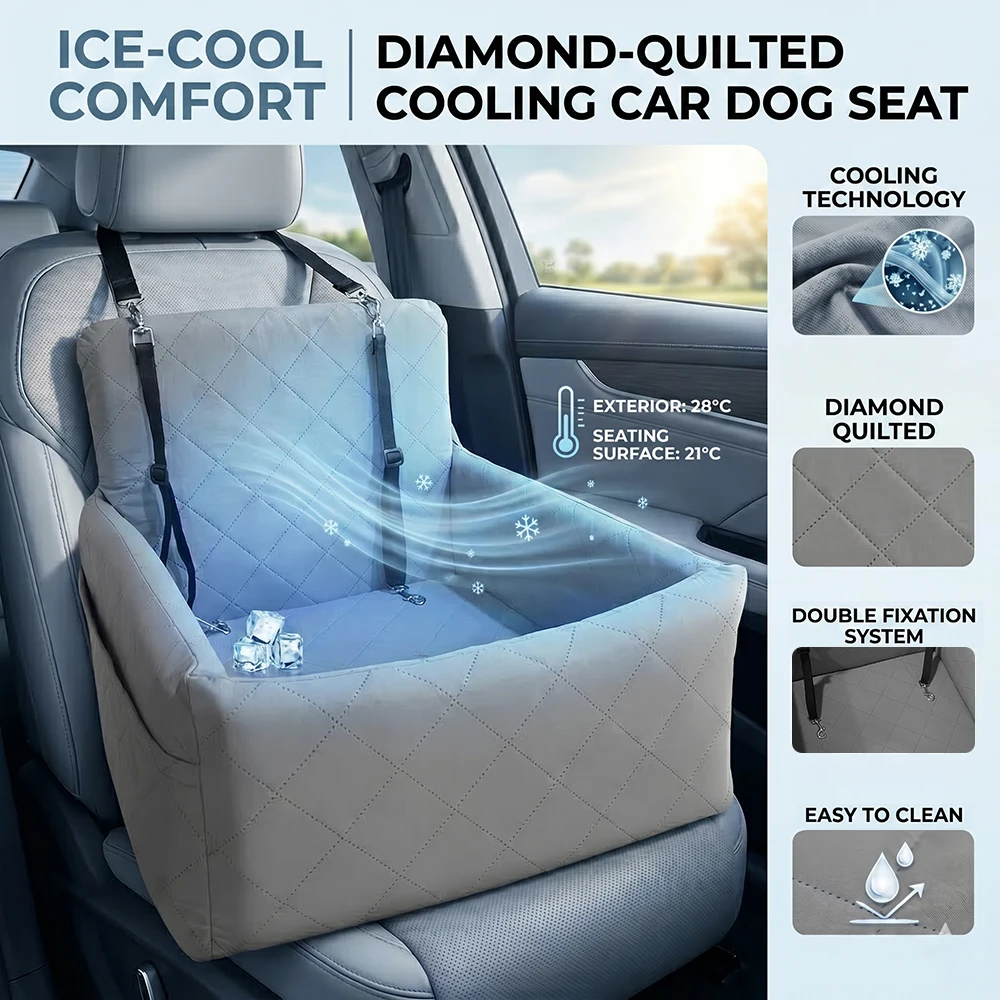 Transportín refrigerado para perros y gatos – Cama de viaje antiarañazos - imagen 2