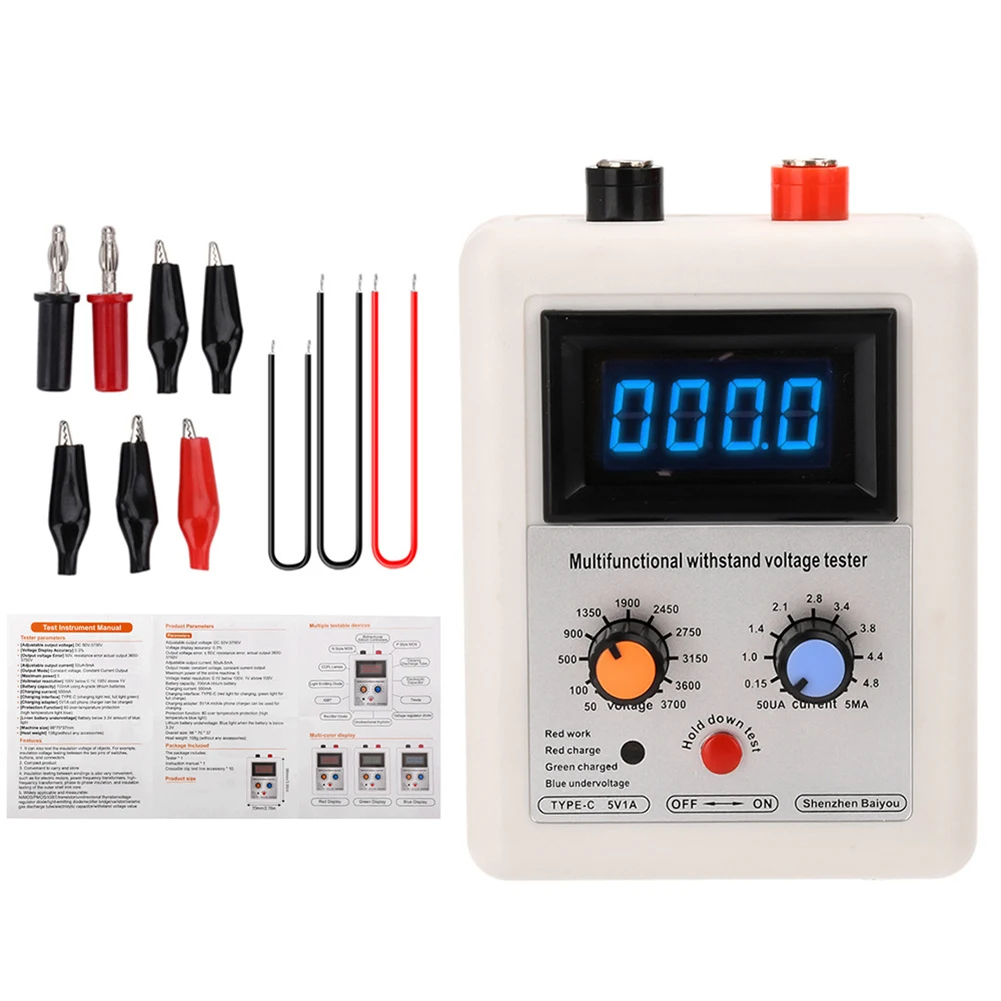 DC 50-3700V IGBT Transistor Tester Withstand Voltage Capacity Meter For NIMOS PMOS Triode Thyristor LED Varistor Testing Tool