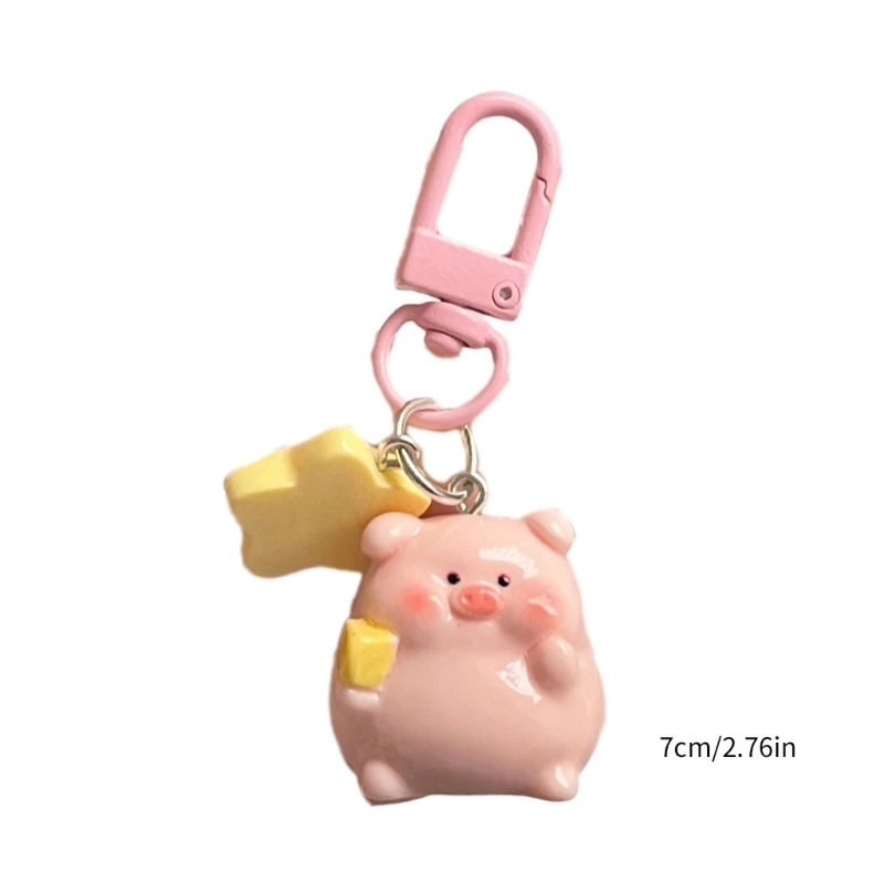 Pink Pig Keychain Ornament Lovely Resin Cartoon Piggy Keychain Pendant Cartoon Resin Piggy Decoration for Accessory 28TF