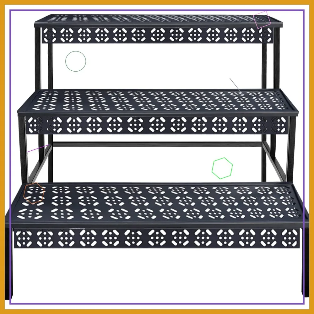 

3-Tier Metal Plant Stand, Rectangular Ladder Rack for Indoor Outdoor Garden Patio Balcony Storage