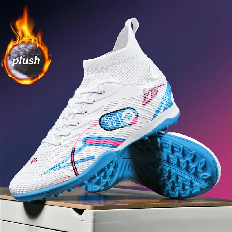 Men Football Shoes Winter Warm Soccer Shoes Society Cleats Professional Fast Outdoor Football Field Boots Training Sneaker Match