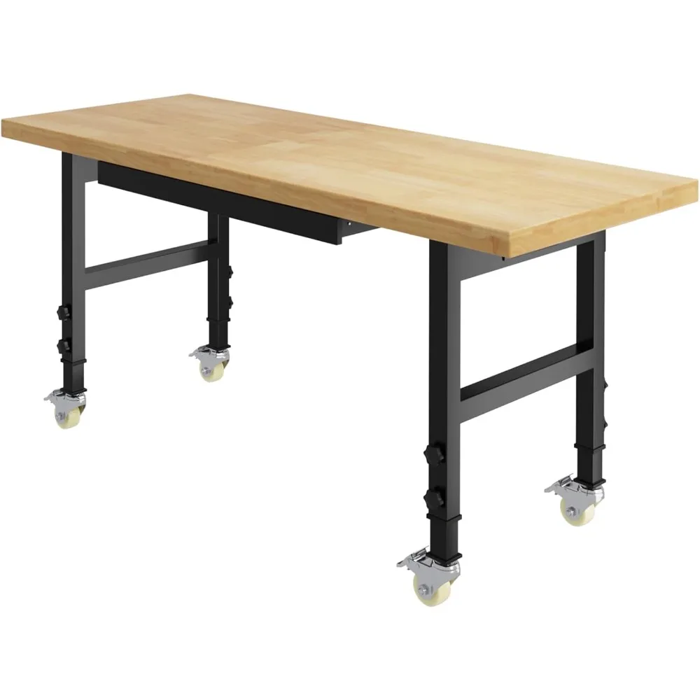 

Рабочий стол с регулируемой высотой, сверхмощный рабочий стол с запирающимися колесами, портативный рабочий стол из ДСП с выдвижным ящиком и питанием