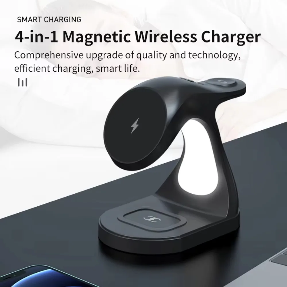 

Dolphin 4 in 1 15W Magnet Wireless Charger 3A fast Wireless Charging Stand Dock For iPhone iWatch Airpods