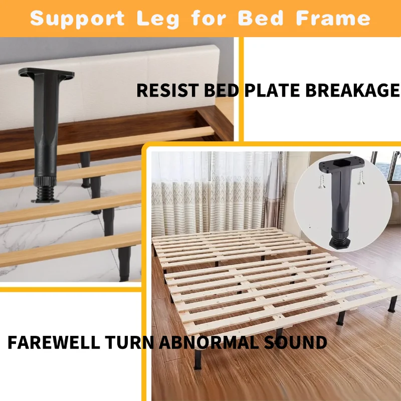 4pc Bed Support Legs, Adjustable Height Bed Frame Center Support Leg For Bed, Frame Legs Replacement, Furniture Bed Frame Suppor image 3