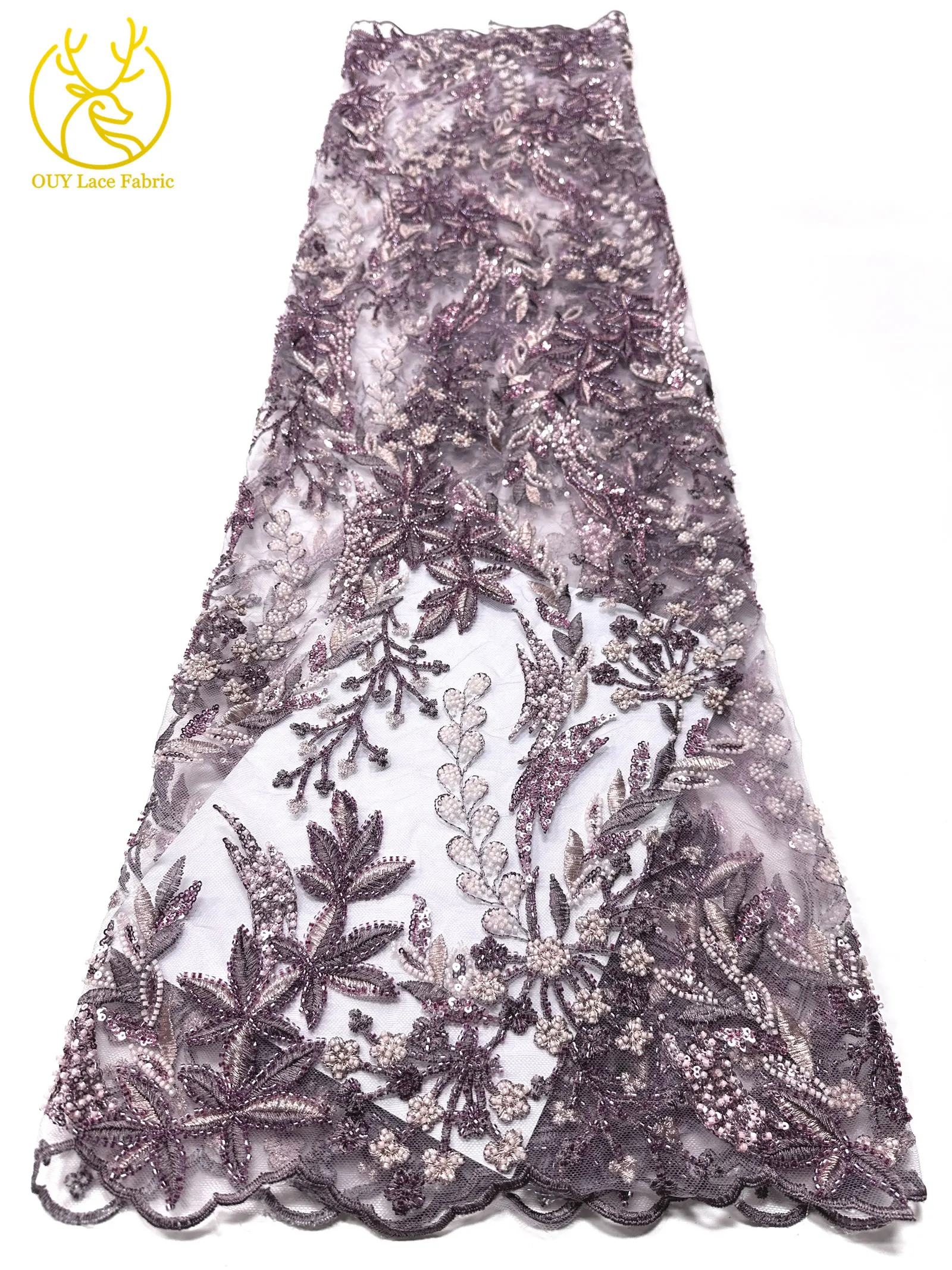 2026 Eleganter Afrikanischer Pailletten-Stickerei-Spitzenstoff 5 Yards Hochwertige Französische Perlen-Spitze Nigerianisches Party-Abendkleid Nähzubehör – Detail 13