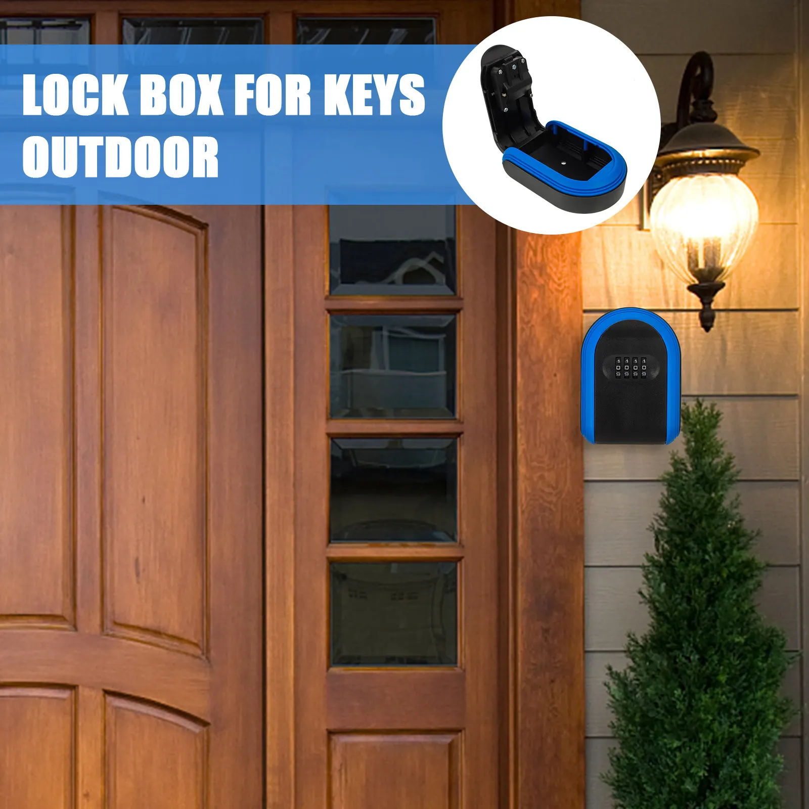 Wall Mount House Key Lock Box Resettable 4-Digit Combination Password Lock Box for Outdoor Key Storage Security Safe