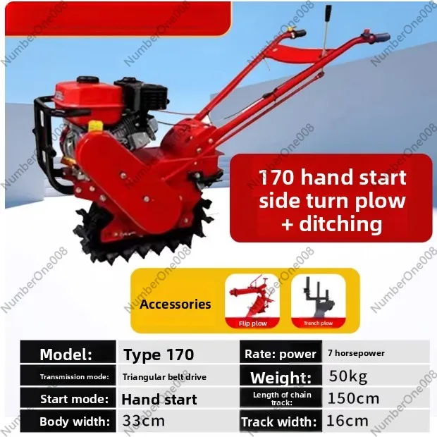 7HP 170F Mini Tiller Cultivator,212cc  Rotary Tiller with2Forward Gears & CE,800-1000mm Adjustable Width for Garden Farm