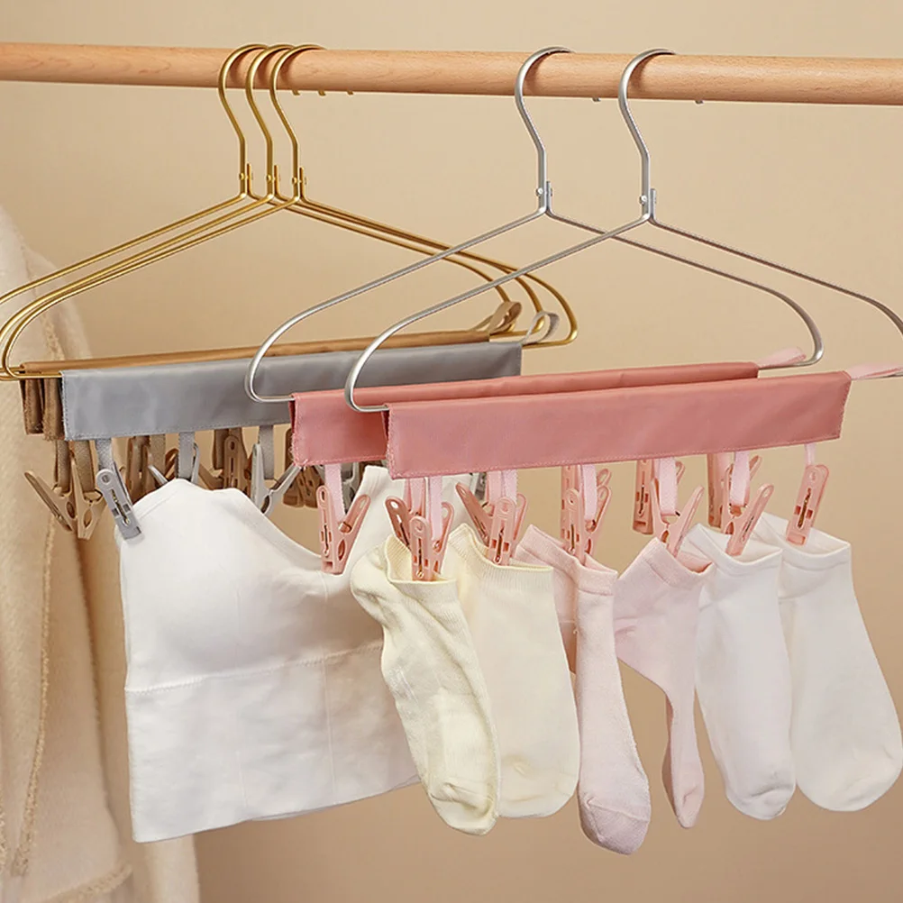 

2Pcs Foldable Cloth Hanger Clips for Underwear Bras Socks Swimsuits Drying Rack Travel Laundry Pegs Home Storage Solution