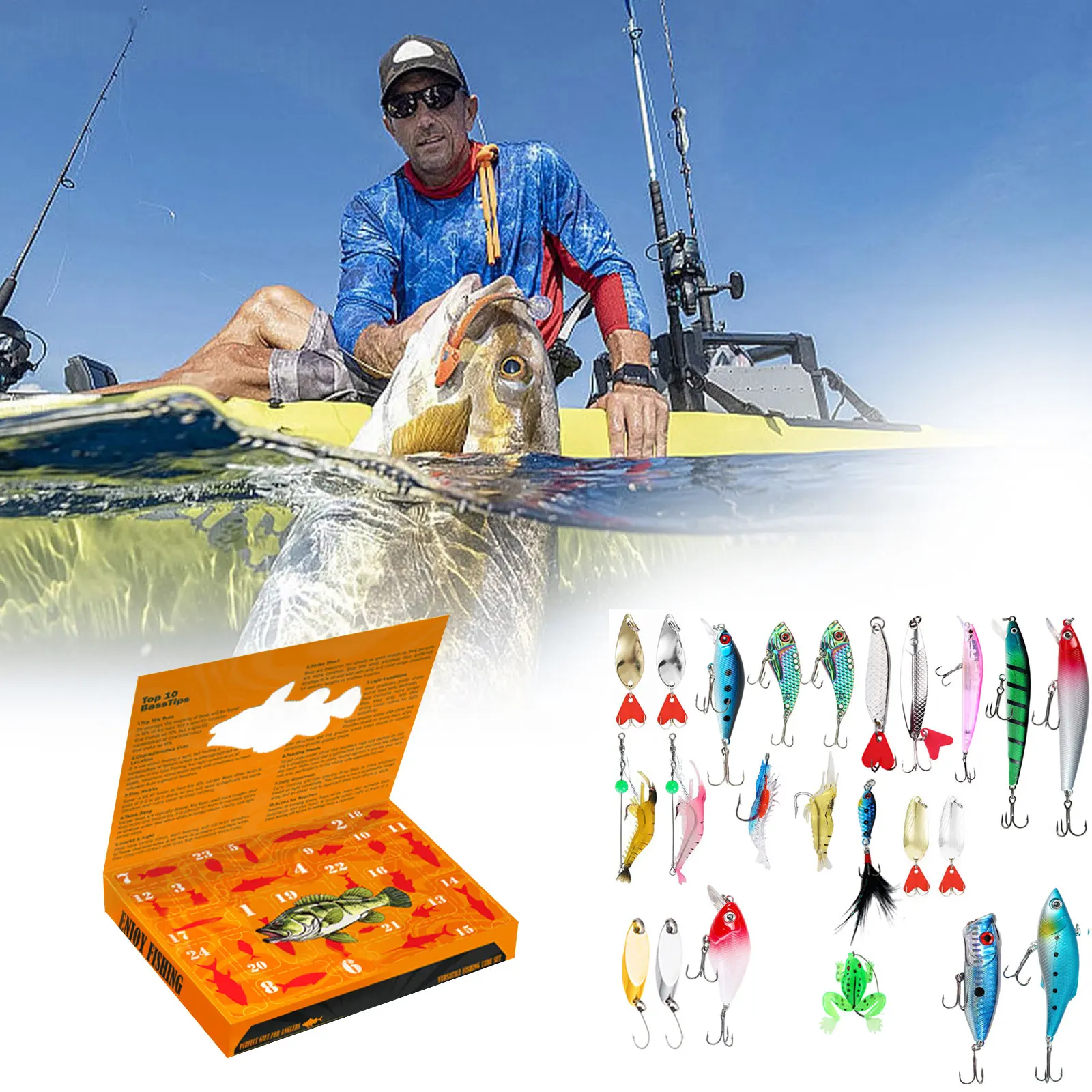 Countdown Calendar for Kids Advent Calendar 2025 Adult Fishing Advent Calendar Fishing Gifts For Men Teens Large Countdown Timer